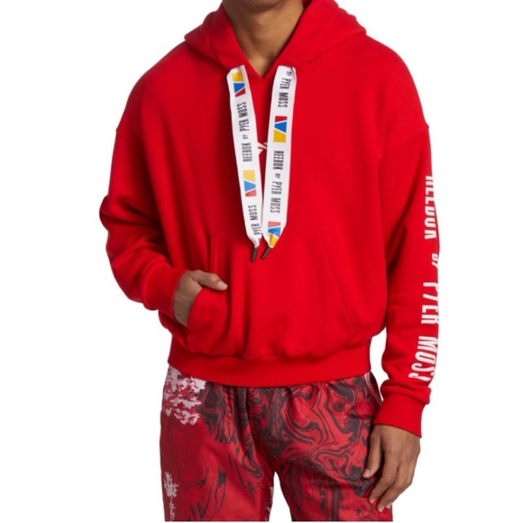 Pyer Moss x Reebok Cotton Hoodie Sweatshirt in Primal Red Size L / Excellent - Picture 1 of 11